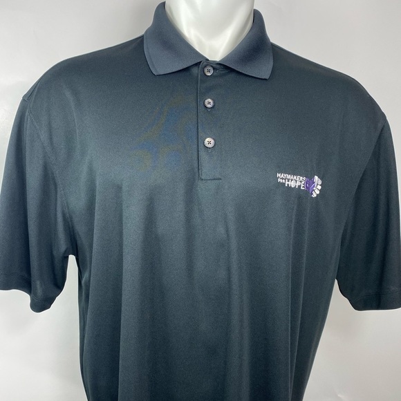 Nike Polo Shirt Mens XL Black Collared Dri-Fit Button Haymakers for hope - Picture 9 of 9